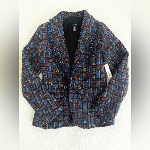 Aqua Tweed Getaway Jacket with Gold Buttons - Picture 4 of 8